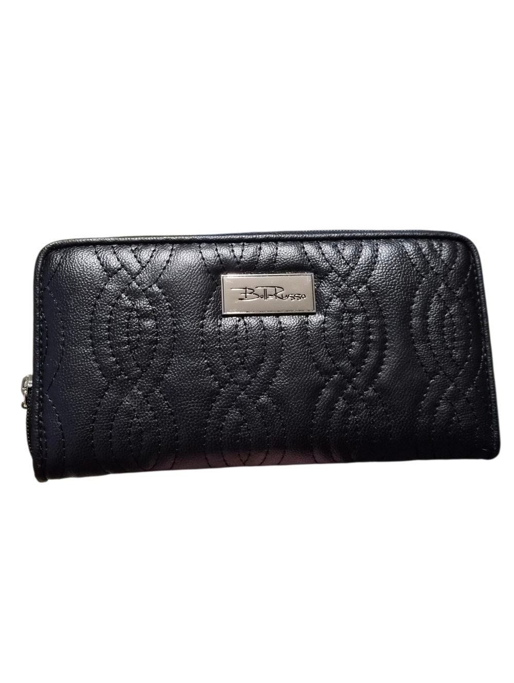 Bobbi Russo Black Quilted Zip Around Wallet Faux Leather Organizer